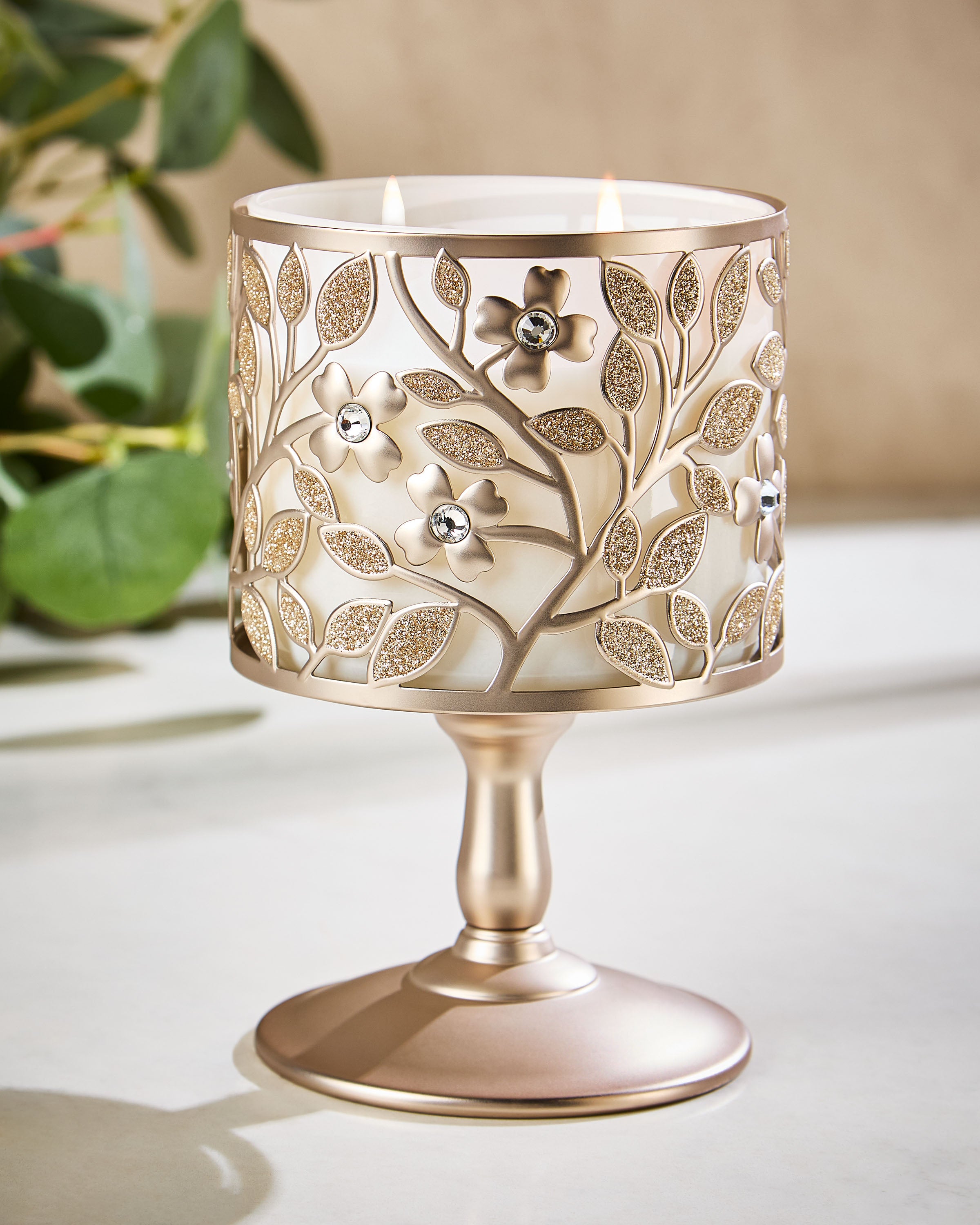 Dogwood Pedestal 3-Wick Candle Holder