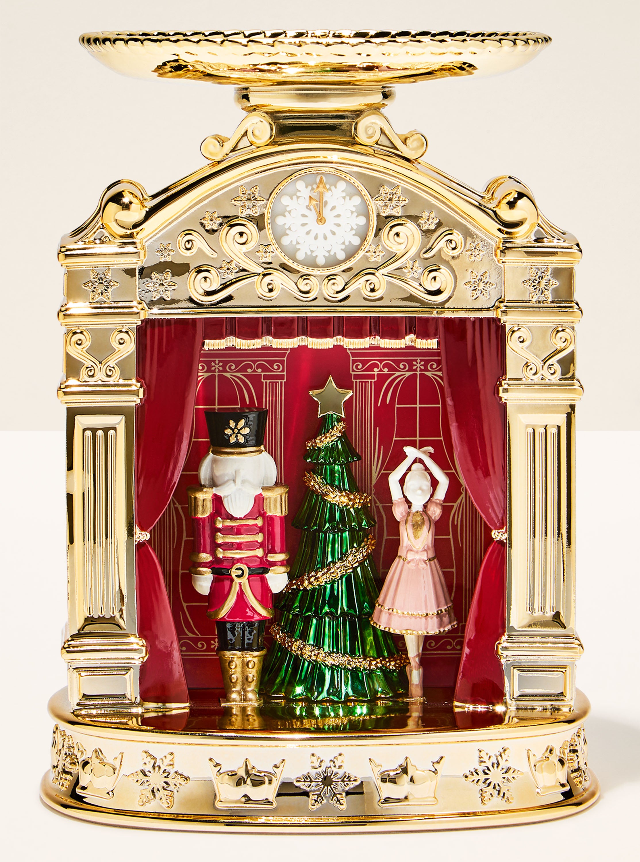 Nutcracker Lightbox Pedestal 3-Wick Candle Holder