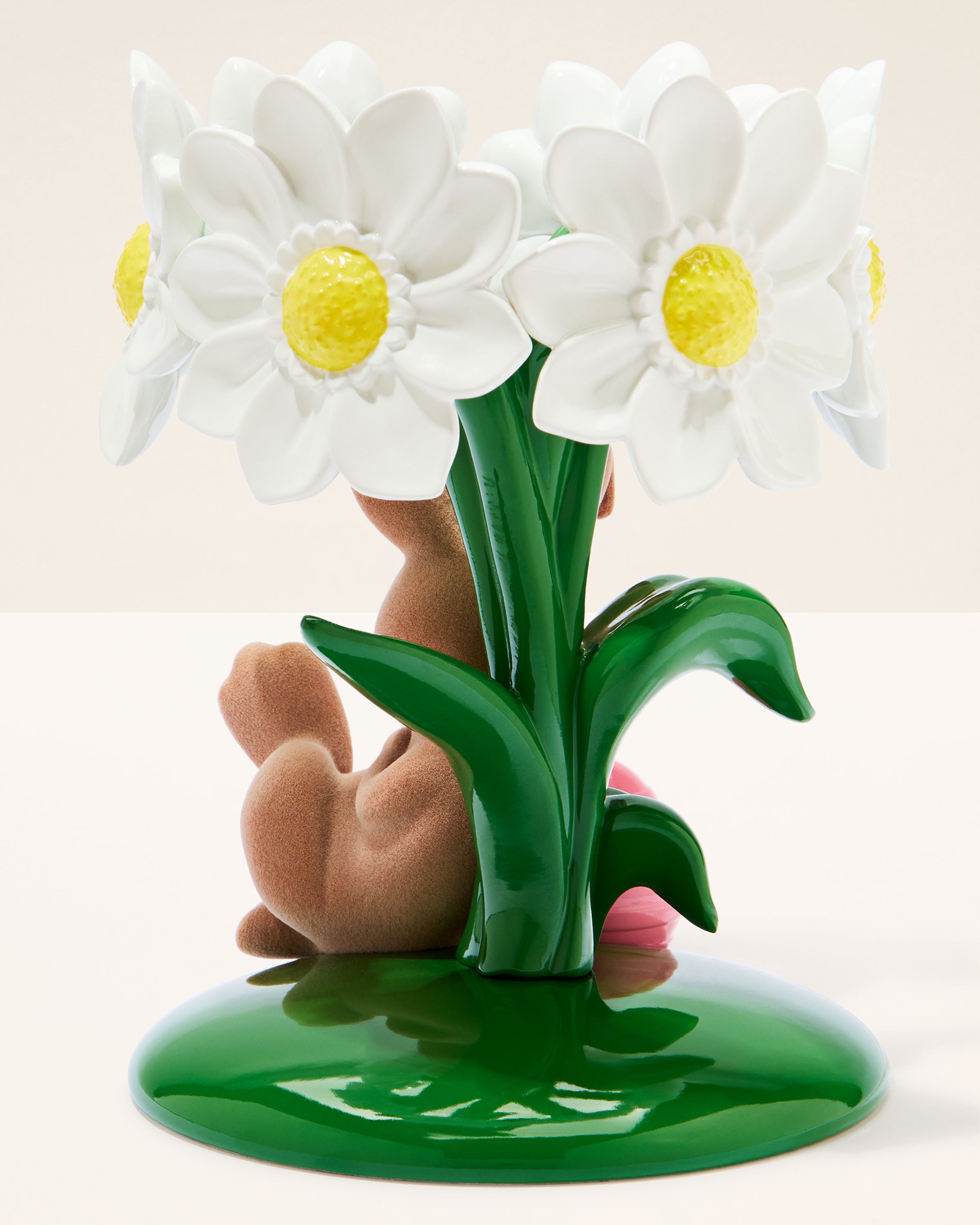 Bunny Bouquet Pedestal 3-Wick Candle Holder