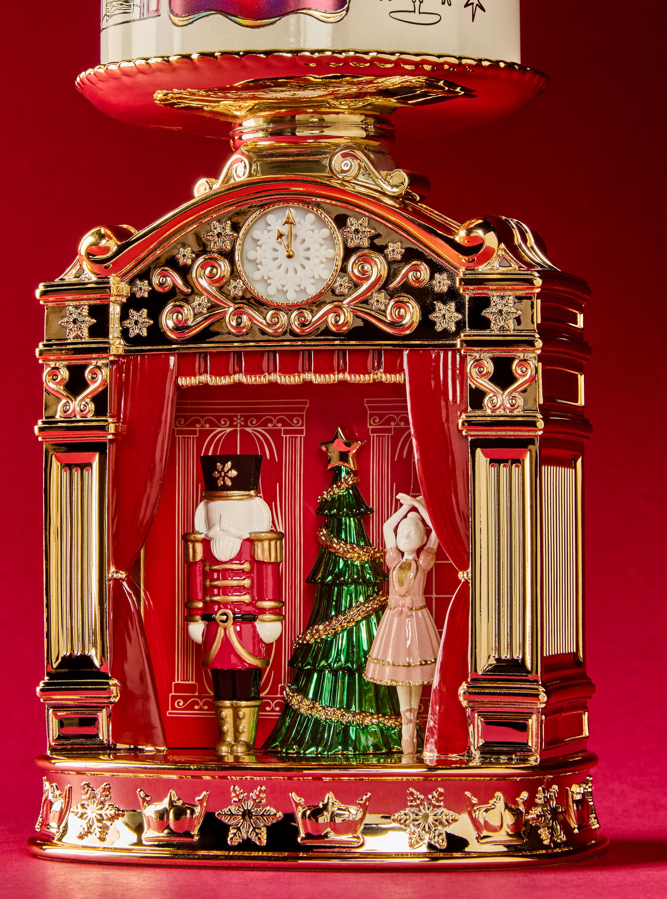 Nutcracker Lightbox Pedestal 3-Wick Candle Holder
