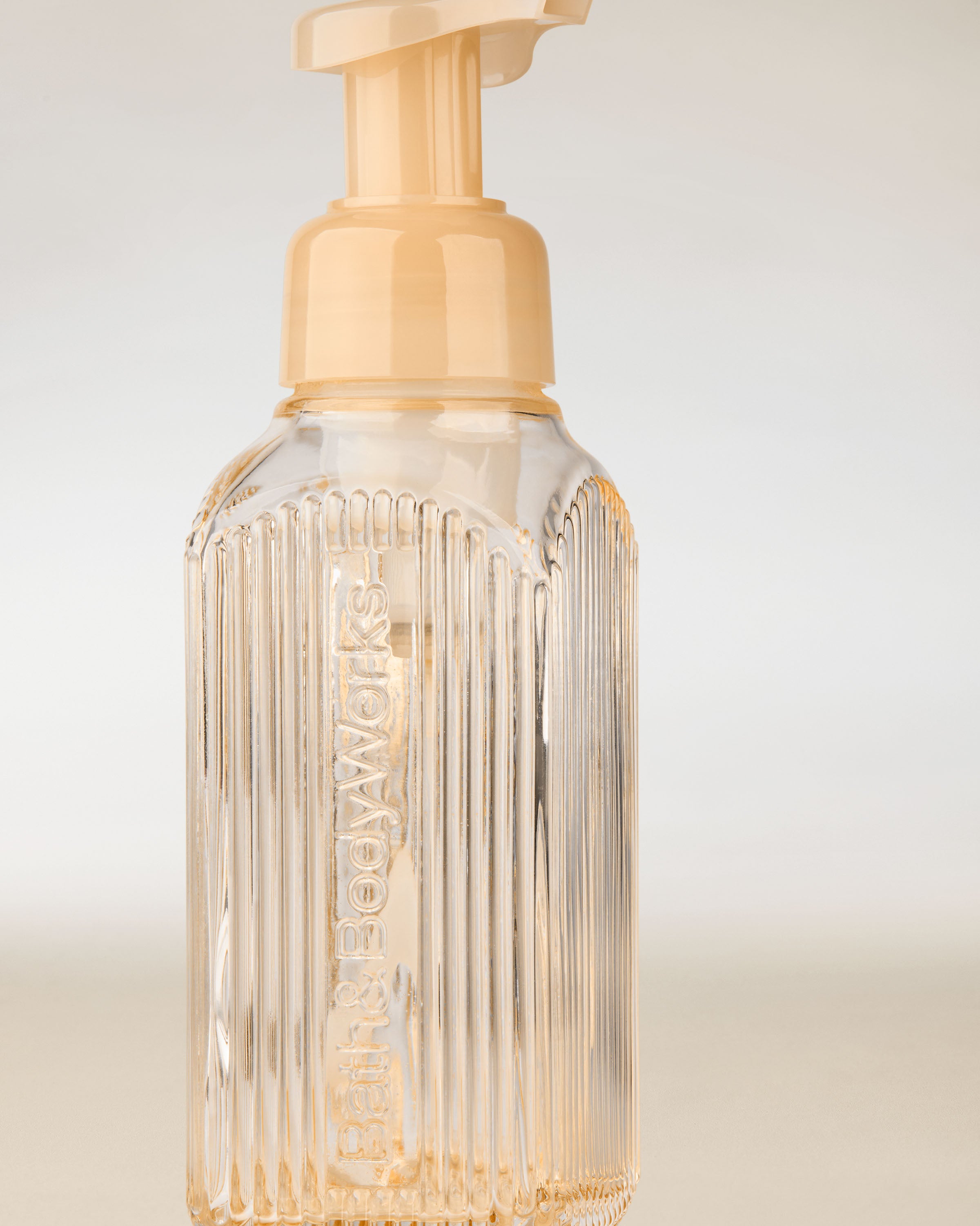 Cream Vertical Lines Gentle & Clean Foaming Hand Soap Dispenser