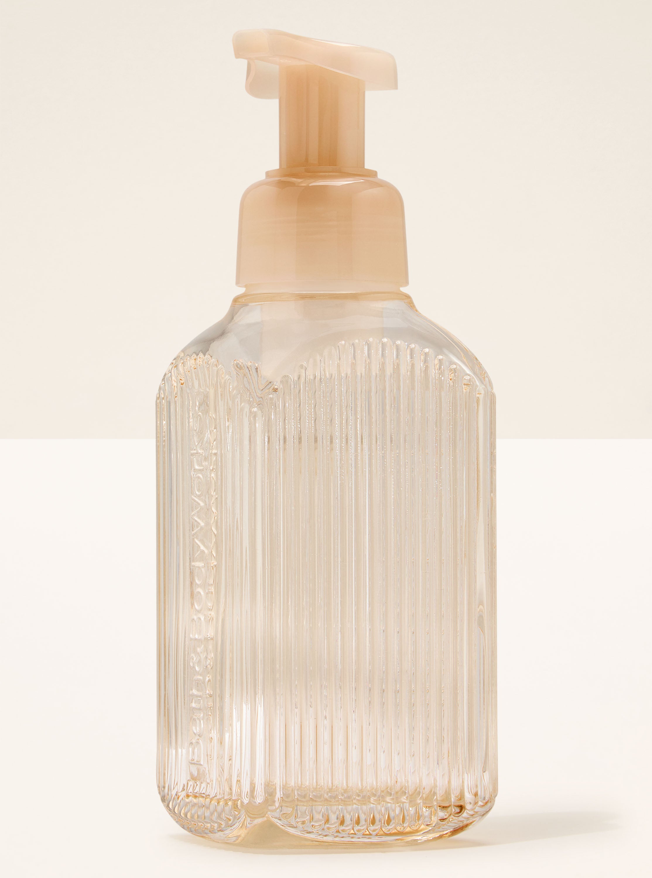 Cream Vertical Lines Gentle & Clean Foaming Hand Soap Dispenser