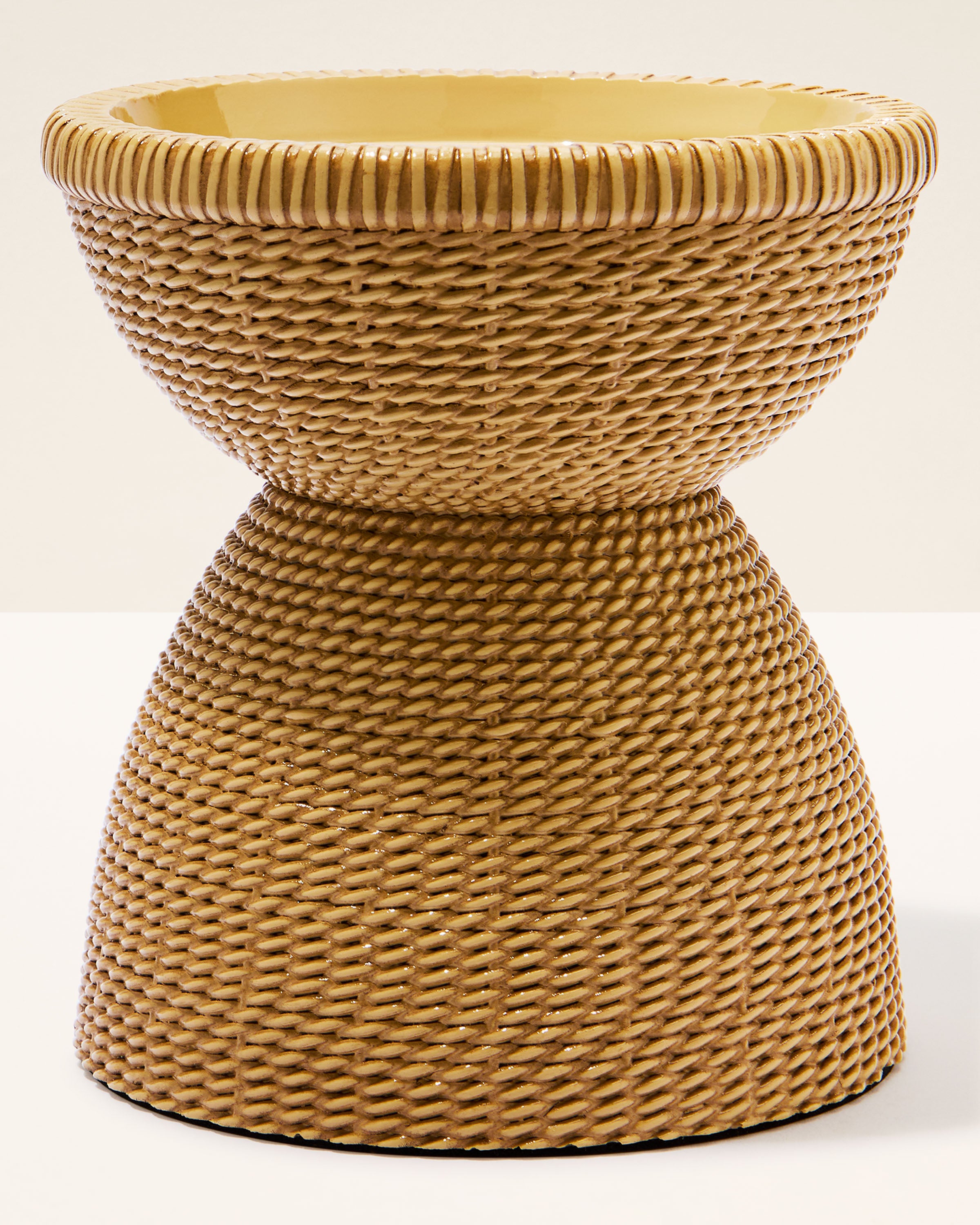Woven Pedestal  3-Wick Candle Holder