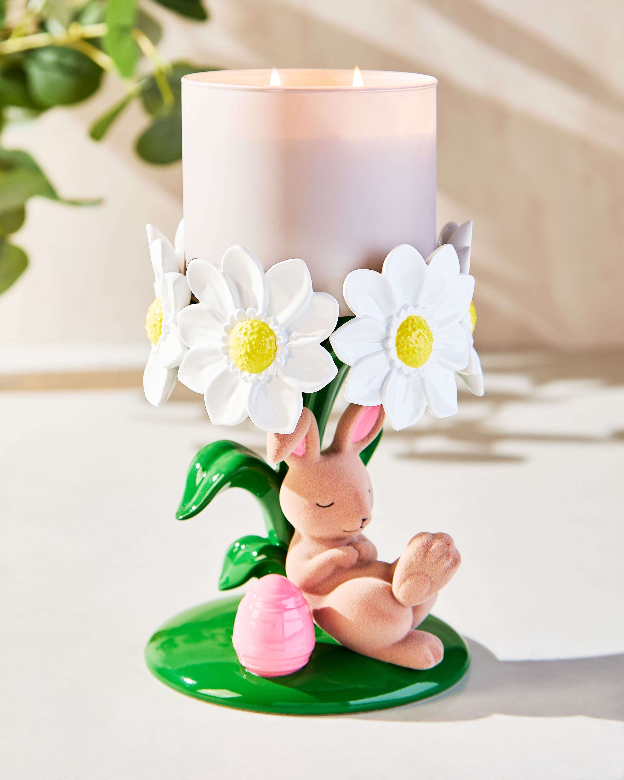 Bunny Bouquet Pedestal 3-Wick Candle Holder