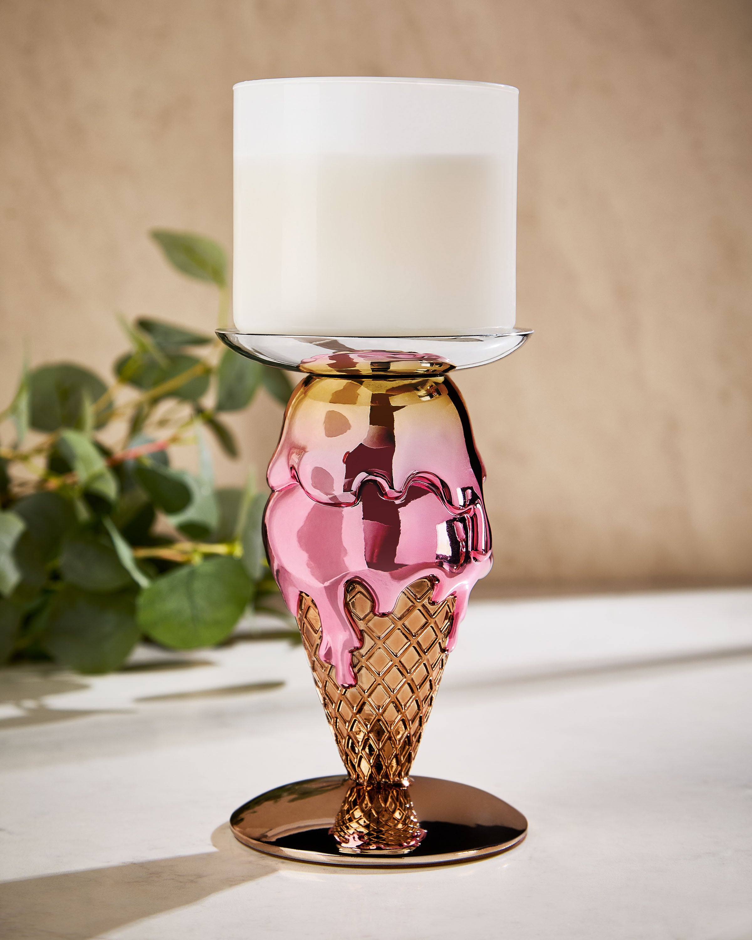 Double-Scoop Cone Pedestal 3-Wick Candle Holder