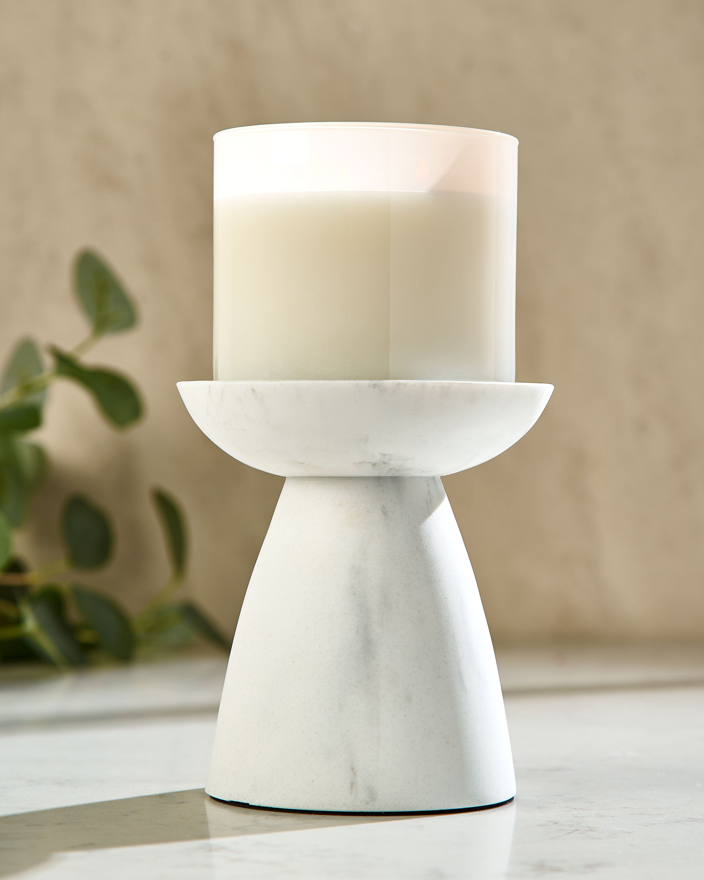 Marble Pedestal 3-Wick Candle Holder