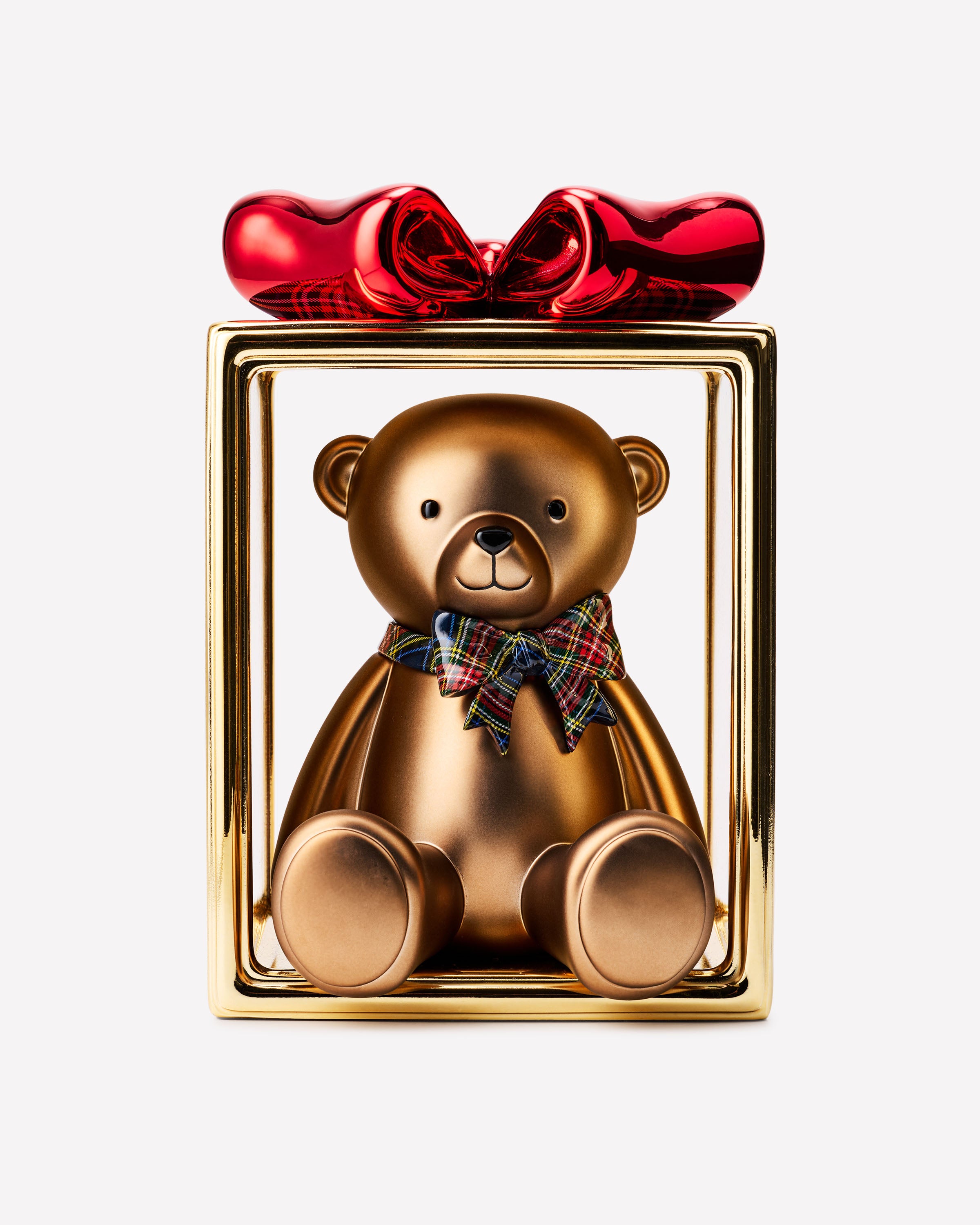 Teddy Bear Present Pedestal 3-Wick Candle Holder