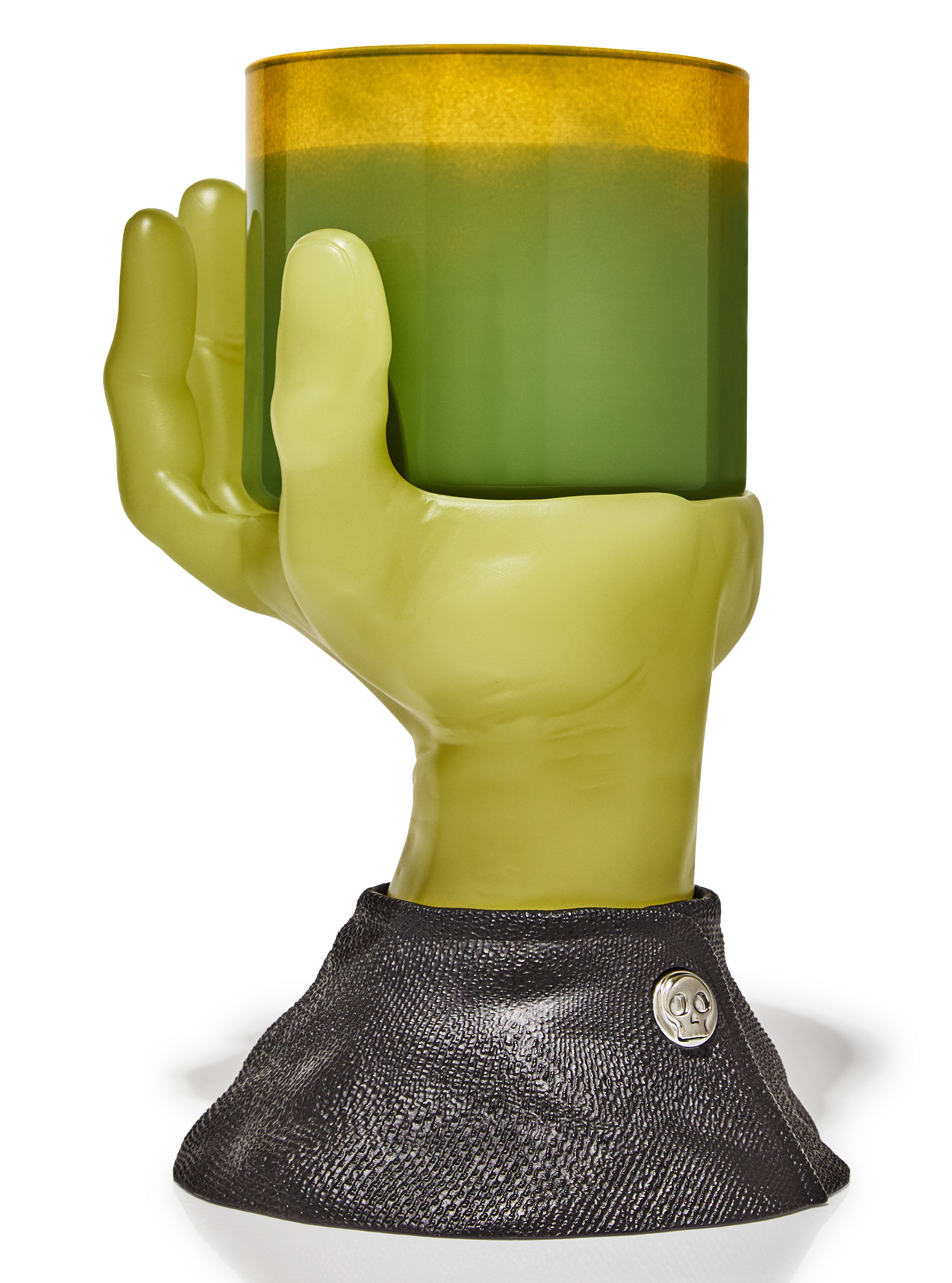 Glow-in-the-Dark Franken Hand Pedestal 3-Wick Candle Holder
