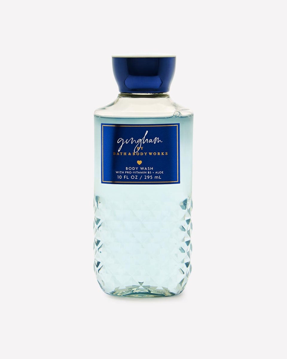 bath body works gingha set of 3 makeup bags travel & Gingham Gorgeous Piece Gift - Body Wash - Fragrance Mist - Body Cream - with a Himalayan Salts Springs Bar Soap Its roomy Bath & Body Works Gingham