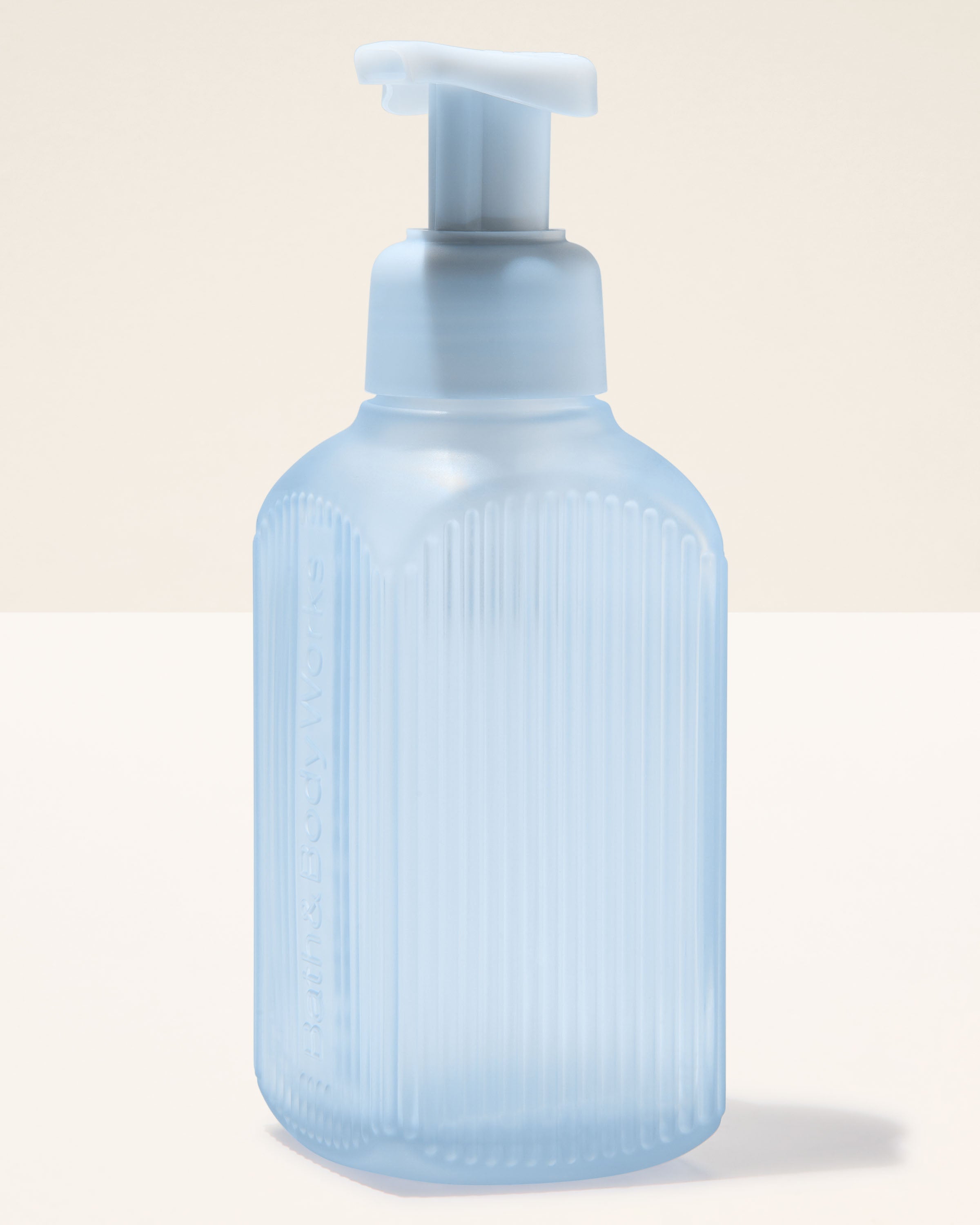 Light Blue Ribbed Glass Gentle & Clean Foaming Hand Soap Dispenser