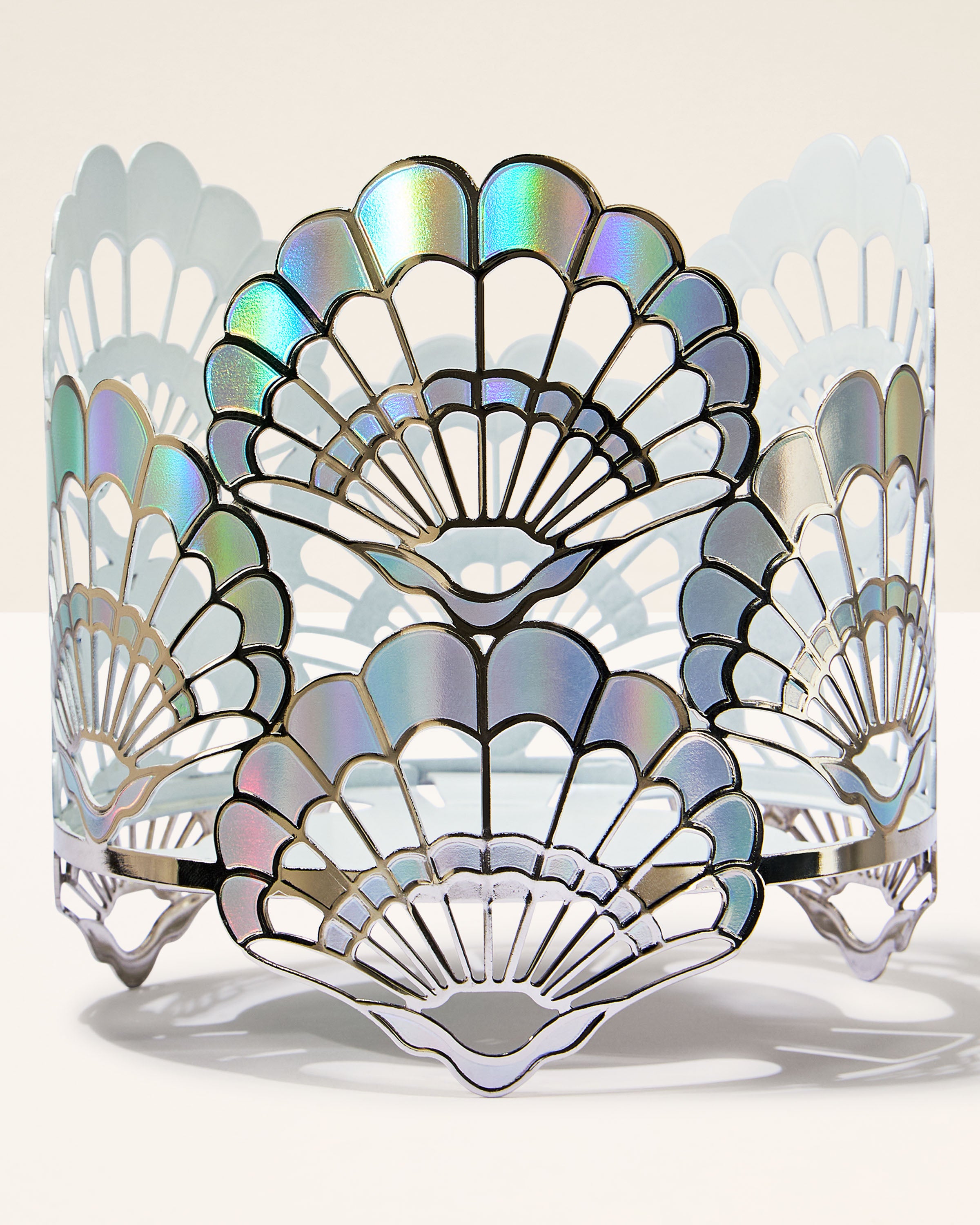 Opalescent Seashells 3-Wick Candle Holder