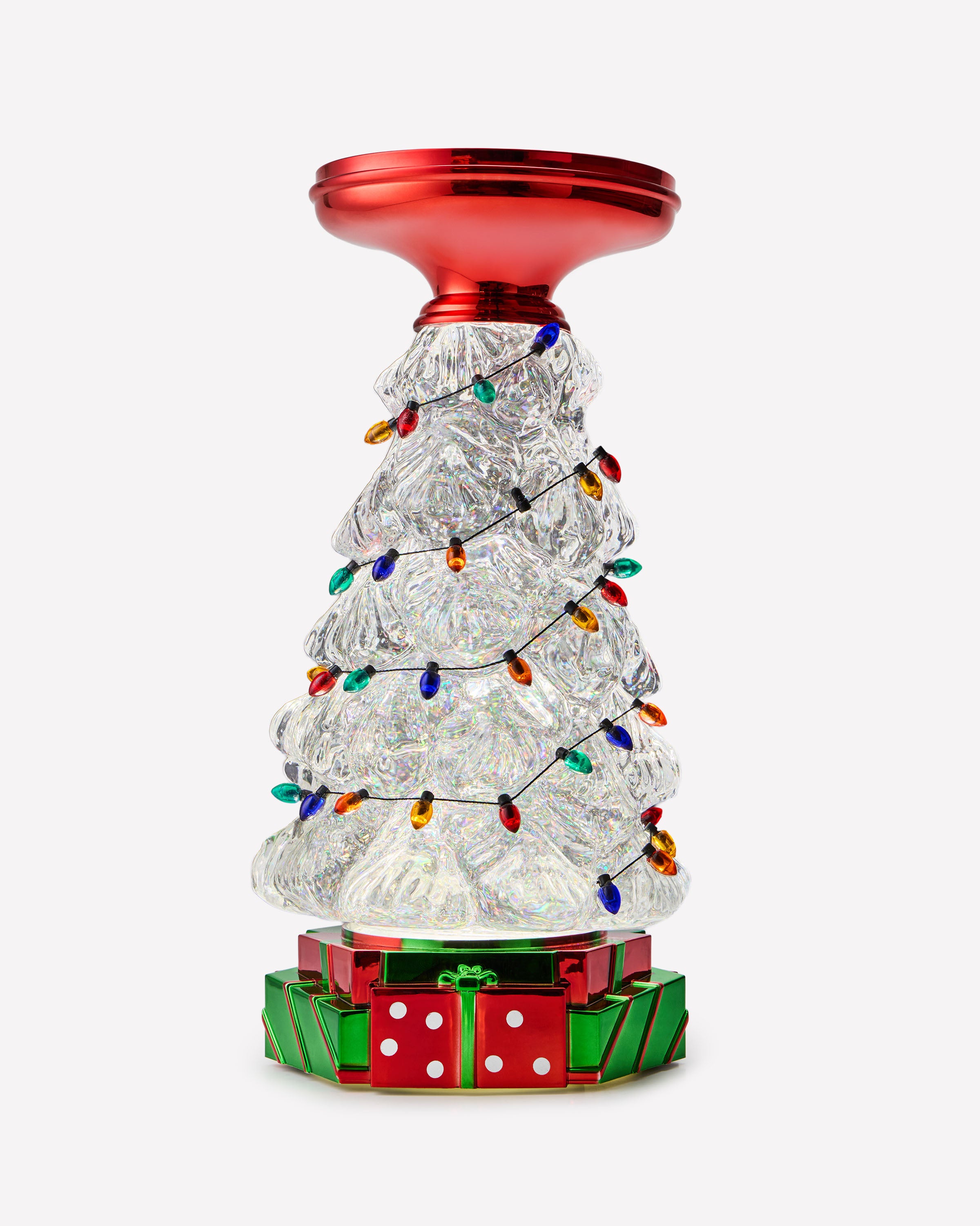 Christmas Tree Water Globe 3-Wick Candle Holder