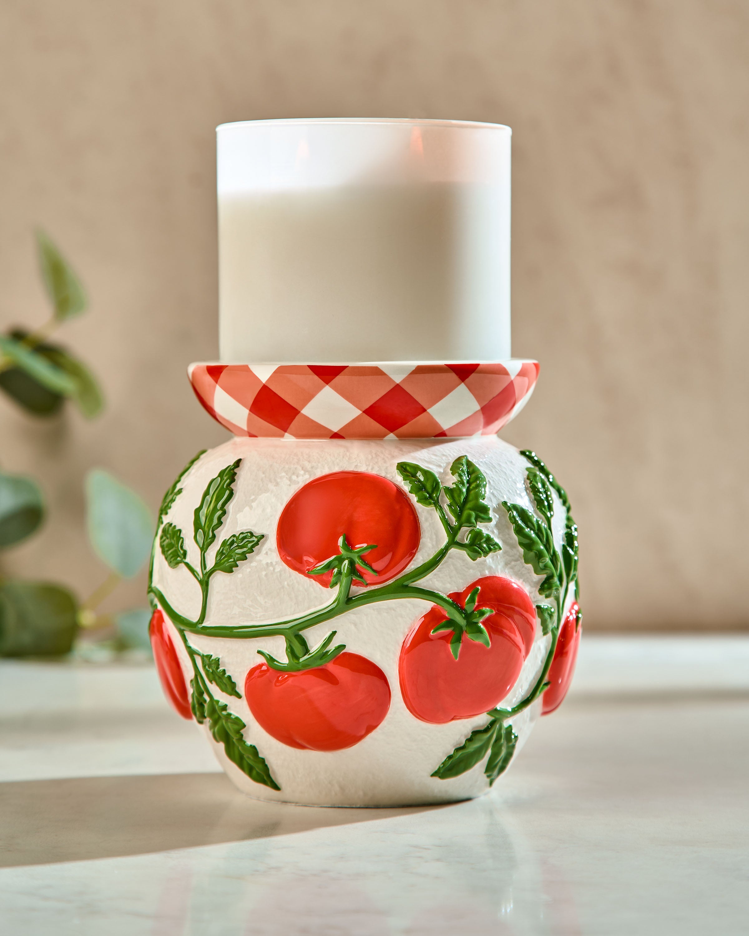 Tomato Vine Pedestal 3-Wick Candle Holder